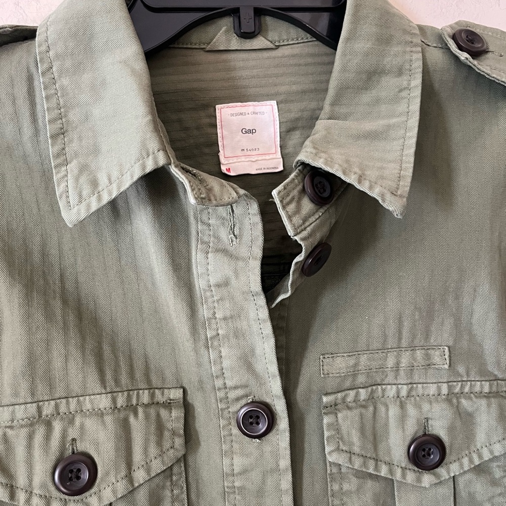 GAP Olive Green Cotton Women's Long Sleeve Jacket Size Medium - Picture 5 of 16